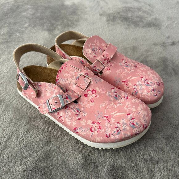 New Birkenstock Kay Prof Flower Field Birko Flor 40 US 9 Narrow Pink Sandals - Picture 1 of 5